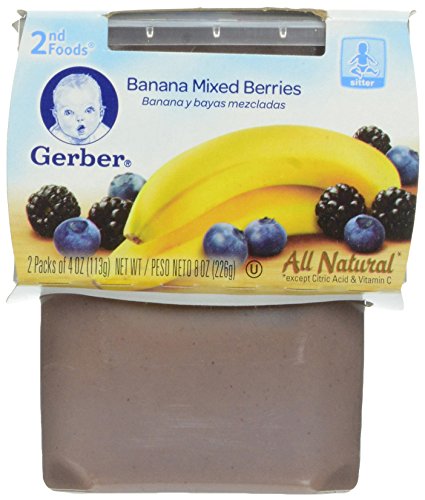Gerber Purees 2nd Foods Banana Mixed Berries, 8 Ounce (Pack of 8)