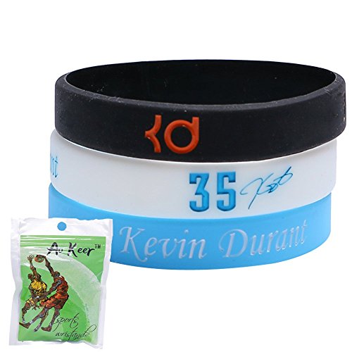 Ao Keer 3D Kevin Durant Silicone Wristband Bracelet NBA Basketball Star Bracelet,4PCS Assorted Color