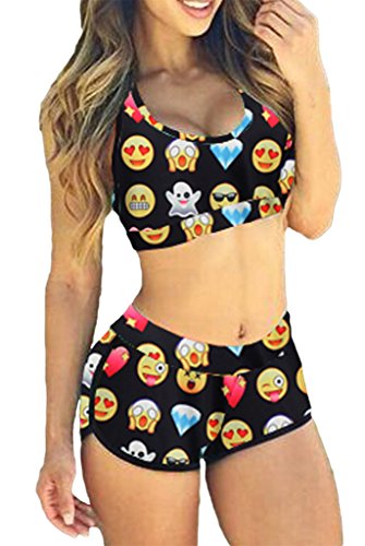 Dearlovers Women Printed Racer Back Sporty Simsuit Short Swimwear