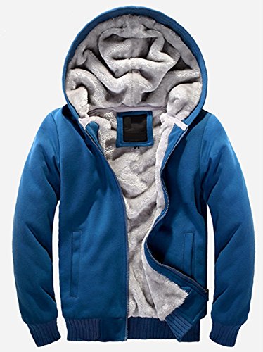 Hanxue Men's Winter Warm Full Zip Eco Sherpa Fleece Hoodie Jackets