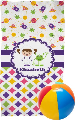 

Girl's Space & Geometric Print Beach Towel (Personalized)