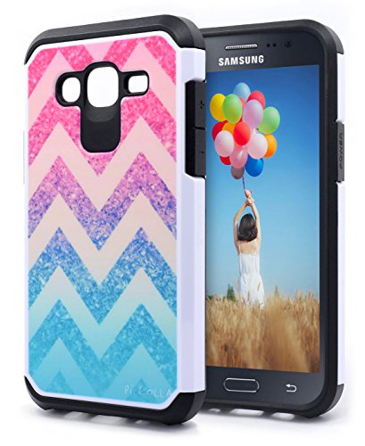 Galaxy J1 Case, Samsung Galaxy J1 Case, Nagebee - Design Premium Heavy Duty Defender Dual Layer Protector Hybrid Phone Cover Case (Hybrid Colorful Wave)