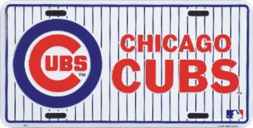 Cubs Classic Metal Auto Tag Embossed