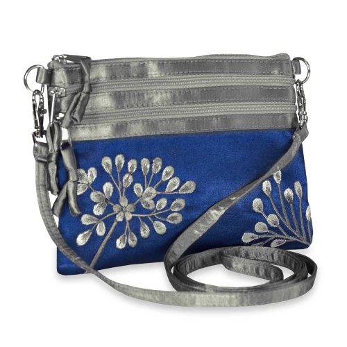 Embroidered Dandelion 3 Zip Messenger
