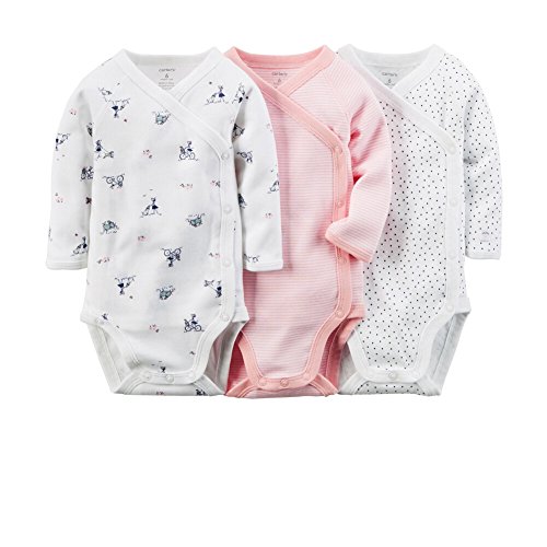 Carters Big Girls' Side Snap Bodysuit - 3 Pack