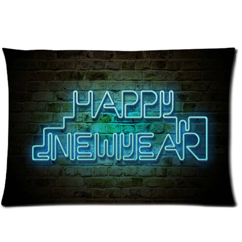 

Christmas Gift Zippered Flannel 18-by-18 inches One Side 2015 Happy New Year style pillowcase