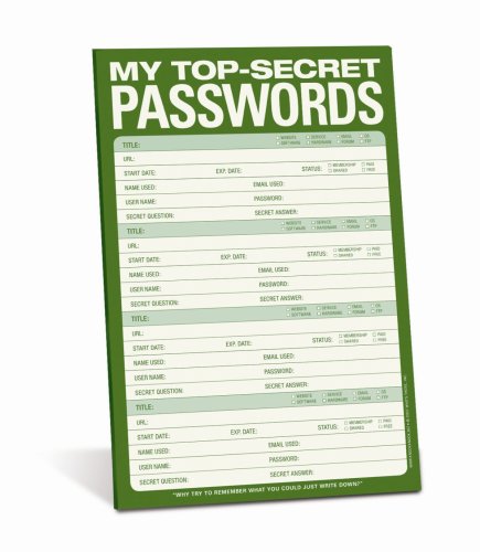 My Top Secret Passwords notepad