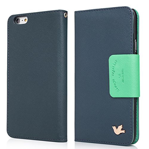 iPhone 6s Plus Case,[5.5inch],Wallet Case,Premium PU Leather&Soft TPU Back,Impact Resistant&Scratch-proof Credit Card Holder,Magnetic Flip Cover[Blue]