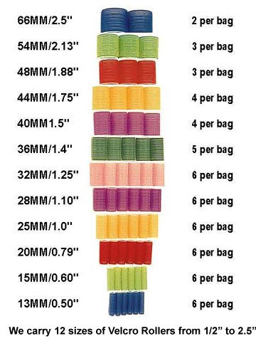 Velcro Hair Rollers in 12 sizes