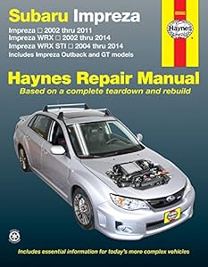 Subaru Impreza 2002 thru 2011, Impreza WRX 2002 thru 2014, Impreza WRX STI 2004 thru 2014: Includes Impreza Outback and GT Models