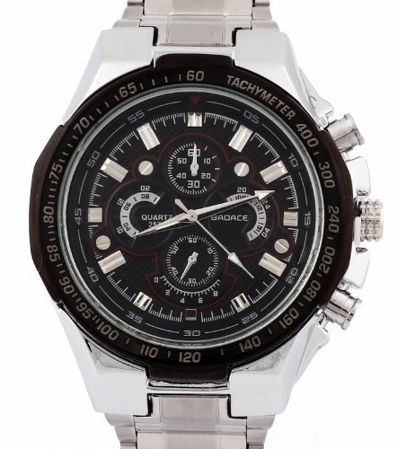 Men's Stainless Steel Black Dial Japanese Quartz Movement Watch
