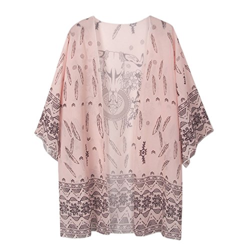 Sakya Women Printed Chiffon Shawl Kimono Cardigan Tops Cover up / Beach Dress
