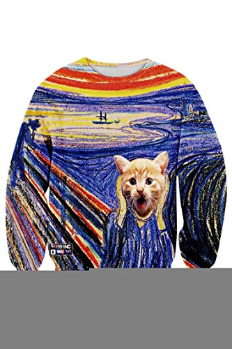 Cutiefox Digital Print Crew Neck Pullovers Sweater Sweatshirts