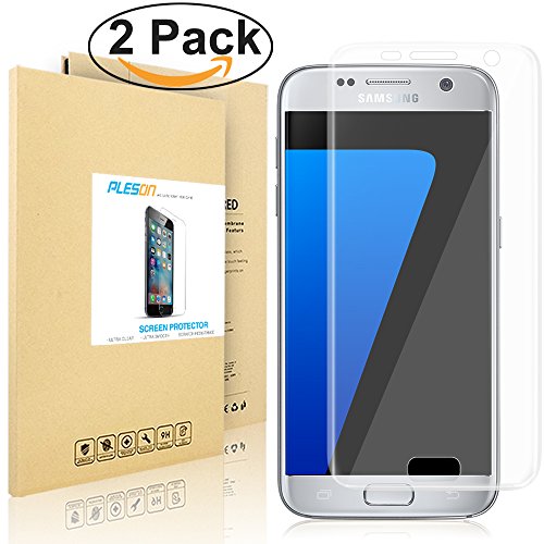 Galaxy S7 Screen Protector [3D Full Coverage], PLESON® [2-PACK] [Updated Version] Samsung Galaxy S7 Screen Protector Curved Edge to Edge, HD Clear Film/Anti-Glare/Bubble-Free -Lifetime Warranty