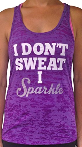 SoRock's Women's I Don't Sweat I Sparkle Burnout Tank Purple