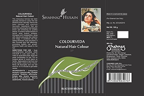 Shahnaz Husain Colourveda Natural Hair Color Blackish Brown 100g (3.5 Oz)