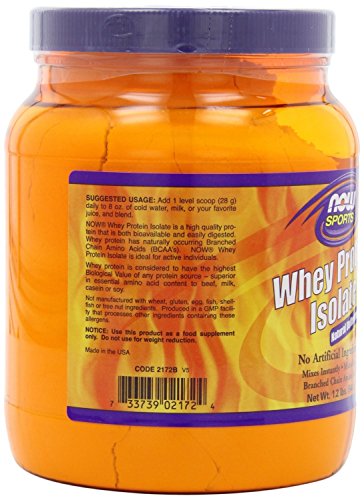 now foods whey protein isolate pure, 1.2 -pounds,pack of 3