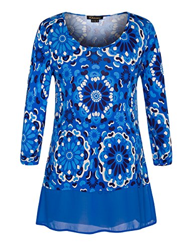Chicwe® Womens Floral Printed Plus Size Tunic Top with Chiffon Hem