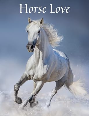 Horse Love 1 (M) White Horse Runs In Snow Journal Notebook, Graphics Interior, Pretty Back Cover: Lovely Present Gift For Horse Lovers Boys Girls Kids Teens! This Cover Is Available In Sizes S-M-L