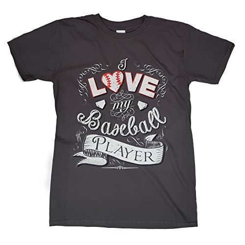 Tees2urdoor Love my Baseball Player Charcoal T-Shirt