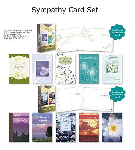 B-THERE Boxed Sympathy Cards Bulk with KJV Scripture Flowers Rocks Water Path Scenery Greeting Cards Thinking of You Sympathy, 20 Piece