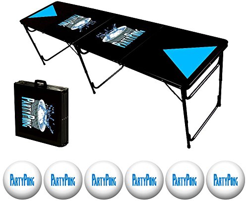 8-Foot Professional Beer Pong Table w/ Optional Glow Lights, Bluetooth Speaker & Holes - Party Pong Logo