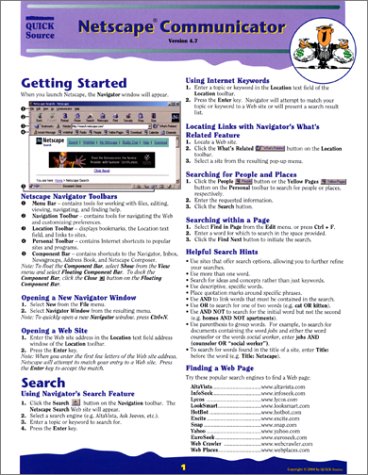 Netscape Communicator 4.7 Quick Source Reference Guide by Quick Source