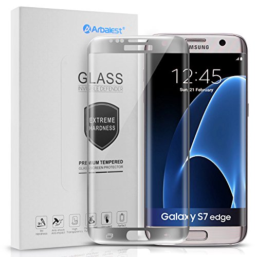 Galaxy S7 Edge Screen Protector, Arbalest 3D Curvered High Definition Tempered Glass Full Coverage Screen Protector for Samsung Galaxy S7 Edge (2016) - Silver Frame