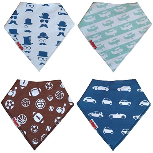 Baby Bandana Drool Bibs for Teething Drooling 4 Pack Boys Bibs Set by Babysta