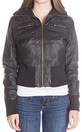 Women's Leather Moto Jacket w/ Front Zip Pockets