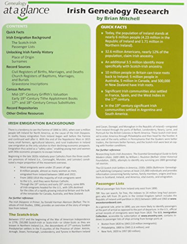 Genealogy at a Glance: Irish Genealogy Research by Brian Mitchell
