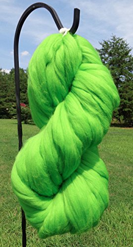Apple Green Wool Top Roving Fiber Spinning, Felting Crafts USA (8oz)