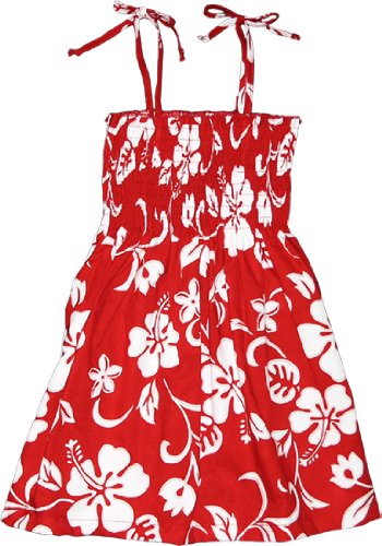 Robert J. Clancey Girls Hibiscus Spaghetti Elastic Hawaiian Aloha Sundress