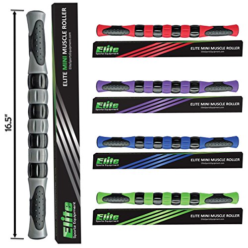 Elite Massage Muscle Roller Stick for Runners - Fast Muscle Relief from Sore and Tight Leg Muscles and Cramping. Five Bright Colors to Choose From.
