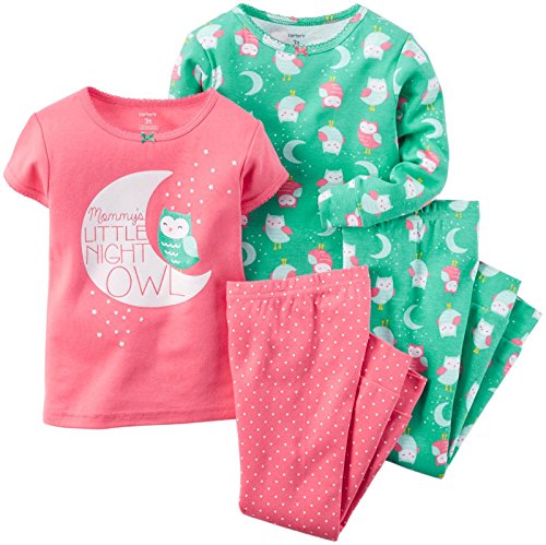 Carter's Baby Girls' 4 Piece Slogan Tee PJ Set (Baby)
