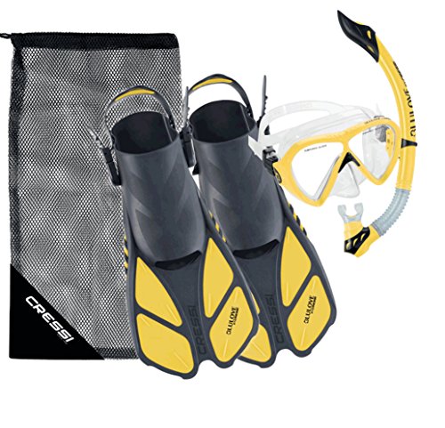 Cressi Bonete Bag Light Weight Travel Fun Snorkeling Set, Yellow, Small/Medium
