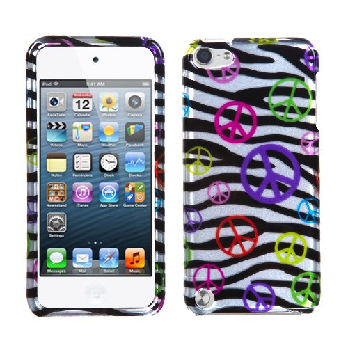 

Snap on Cover Fits Apple iPod Touch 5 (5th Generation) 2D Silver Peace and Zebras (Please carefully check your device model to order the correct version.)