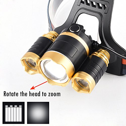 GWH 5000 Lumen Zoomable 3 CREE XML T6 LED Headlamp Waterproof Outdoor Headlight Rechargeable Head Light Lamp for Camping Hunting Cycling Working Hiking - Image 4