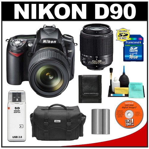 Black Friday Nikon D90 Digital SLR Camera with 18105mm VR + 55200mm