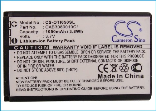 

Battery2go Rechargeable Battery 1050mAh For Alcatel CAB3080010C1, OT-I650