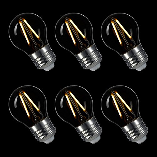 LIGHTSTORY LED Edison Bulb G14, E26 Base 2700K Dimmable Globe Decorative LED Bulb, 1.8W=25W (6 Pack)