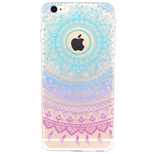 iPhone 6 Case, iPhone 6s Case,JAHOLAN TPU Silicone Gel Soft Clear Case Cover for Iphone 6 6S - Blue Purple Tribal Mandala