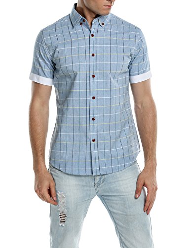 Coofandy Men's Casual Button Down Shirts Plaid Fashion T-Shirts