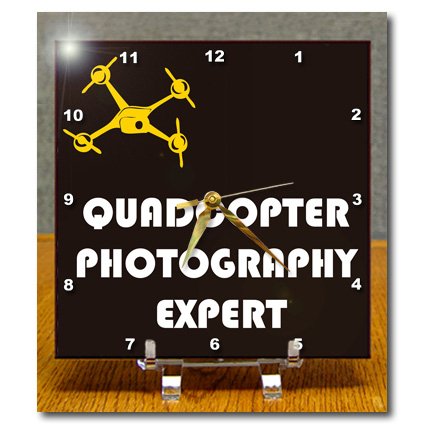 

KIKE CALVO Drone and Unmanned Vehicle Collection - Black and Yellow with Quadcopter Photography Expert words - Desk Clocks