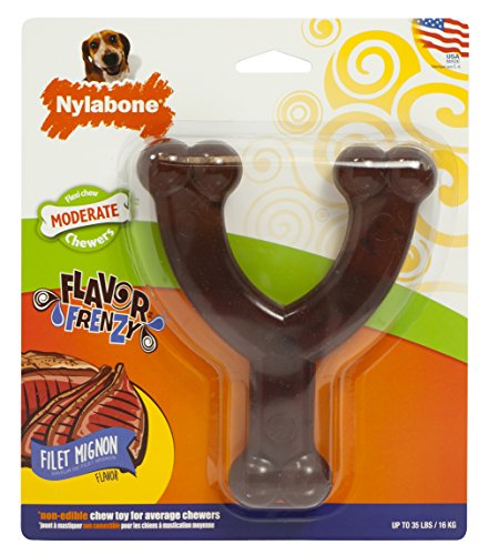 Nylabone Flavor Frenzy Flexi Wishbone Wolf Filet Mignon Flavored Dog Chew Toy