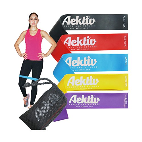 Set of 5 Exercise Bands Premium Quality Fitness Exercise Bands - Resistance Loop Bands for Exercise Perfect Workouts for Women and Men - Best for Stretch, Therapy, Strength, Running, Pilates, Rehabilitation. (5)