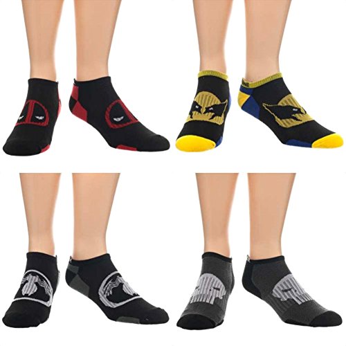 Official Adult Marvel Super Heros Active Ankle Sport Socks Set - 4 Pairs
