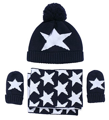 Singring Fashion Warm Star Design Scarf Hat and Gloves Set for Kids