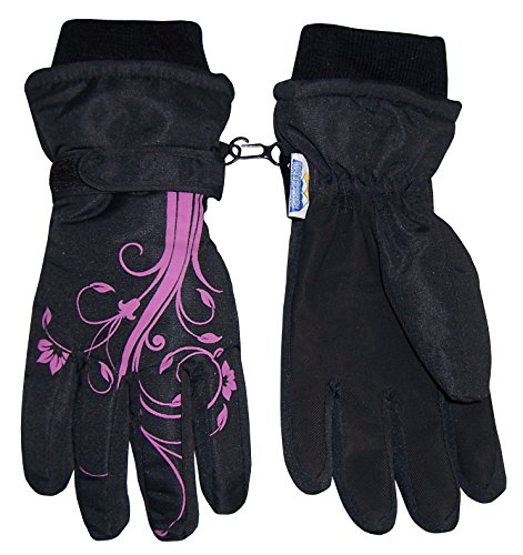 N'Ice Caps Girls Thinsulate Waterproof Glove with Flower Tattoo Print