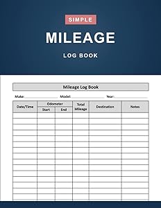 Mileage Log Book: Simple Vehicle Mileage Log Book To Record And Track Daily Mileage for Business or Personal Taxes - 120 Pages (8.5" x 11" Inches)